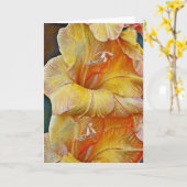 Peach Gold Artsy Gladiolus Flowers Note Kaart (Gele Bloem)