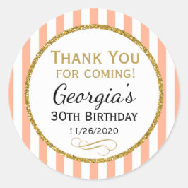 Peach Gold Birthday - Bedankt dat je favoriete tag Ronde Sticker