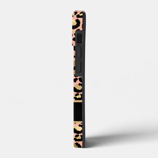 Peach Gold Black leopard Print met Jouw naam Case-Mate iPhone Case (Achterkant / Links)