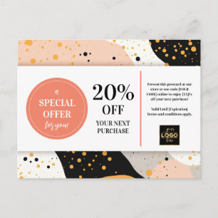 Peach Gold Black Terrazzo Coupon Korting Briefkaart