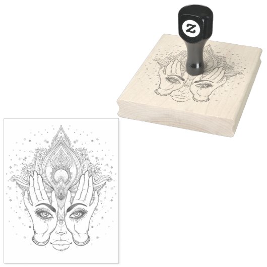 Peach & Gold Boho Lotus Flower Beauty Rubber Stamp Rubberstempel (Gestempeld)