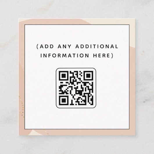 Peach Gold Boho Social Media QR Code Neutrale Crea Vierkante Visitekaartje (Achterkant)