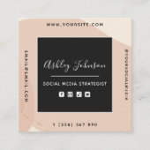 Peach Gold Boho Social Media QR Code Neutrale Crea Vierkante Visitekaartje (Voorkant)