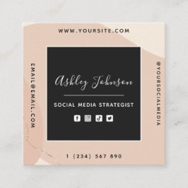 Peach Gold Boho Social Media QR Code Neutrale Crea Vierkante Visitekaartje