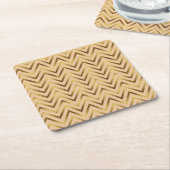 Peach & Gold Chevron Stripe Kartonnen Onderzetters (Schuin)