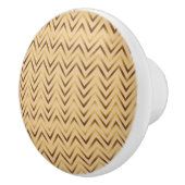 Peach & Gold Chevron Stripe Keramische Knop (Rechts)