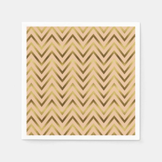 Peach & Gold Chevron Stripe Servet (Voorkant)