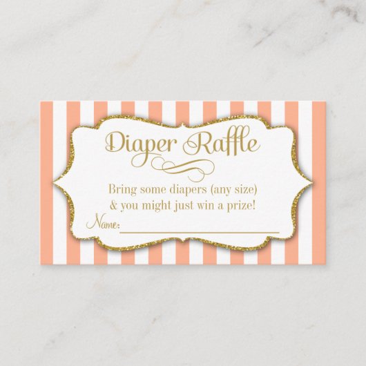 Peach Gold Diaper Raffle Baby shower Kaarten (Voorkant)