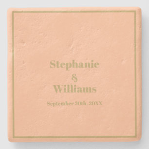 Peach Gold Elegant Eenvoudige Naam Trouwcadeau Fav Stenen Onderzetter
