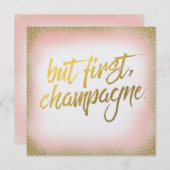 Peach Gold, First Champagne Invitation Pearl Kaart (Voorkant / Achterkant)