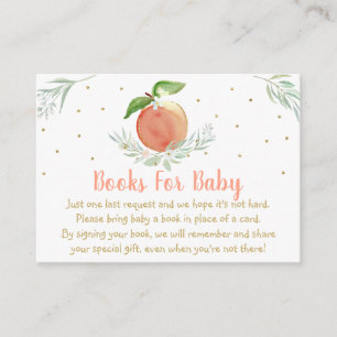 Peach Gold Floral Baby shower Boek Verzoek Informatiekaartje