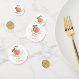 Peach Gold Floral Birthday Confetti