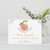 Peach Gold Floral Birthday Hartelijk dank Bedankkaart (Staand voorkant)