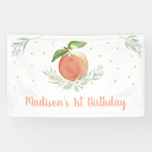 Peach Gold Floral Birthday Spandoek (Horizontaal)