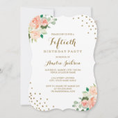 Peach Gold Floral Confetti 50ste verjaardagsfeestj Kaart (Voorkant)