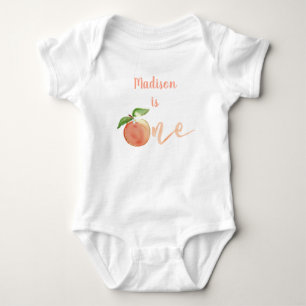 Peach Gold Floral First Birthday Romper