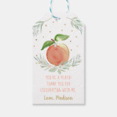 Peach Gold Floral Verjaardag Dank u Cadeaulabel (Voorkant)
