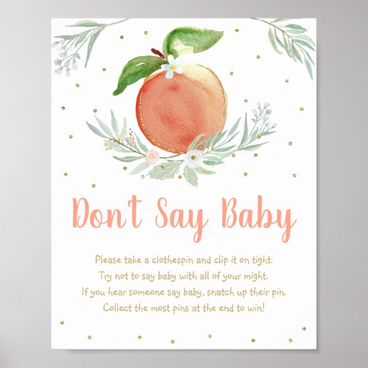 Peach Gold Floral zeg niet Baby game Poster (Voorkant)