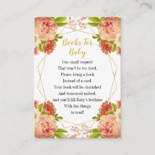 Peach Gold Flowers Books for Baby Informatiekaartje