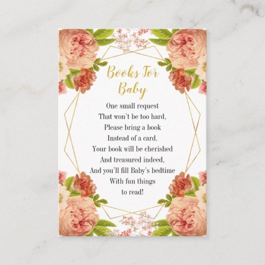 Peach Gold Flowers Books for Baby Informatiekaartje (Voorkant)