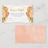Peach Gold Flowers Diaper Raffle Tickets Informatiekaartje (Voorkant / Achterkant)