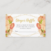 Peach Gold Flowers Diaper Raffle Tickets Informatiekaartje (Voorkant)