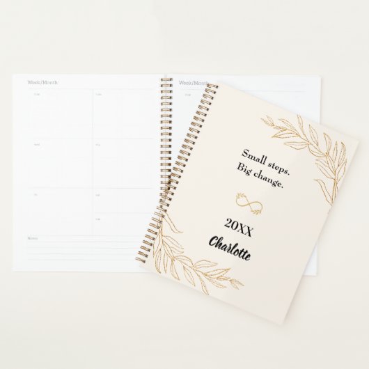 Peach gold foliage motivational quote 2026 planner (Display)