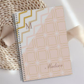 Peach Gold Geometric Trendy Monogram Planner