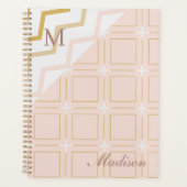 Peach Gold Geometric Trendy Monogram Planner (Voorkant)