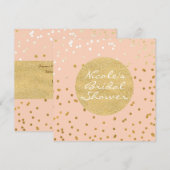 Peach & Gold Glanzende Confetti Stippen Modern Chi Kaart (Voorkant / Achterkant)