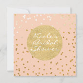Peach & Gold Glanzende Confetti Stippen Modern Chi Kaart (Voorkant)