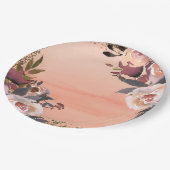 Peach & Gold Glitter Floral Modern Vrijgezellenfee Papieren Bordje (Gekanteld)