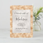 Peach Gold Glitter Glam Sparkle Giraffe Print Kaart (Staand voorkant)