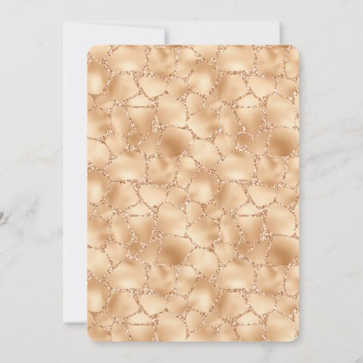 Peach Gold Glitter Glam Sparkle Giraffe Print Kaart (Achterkant)