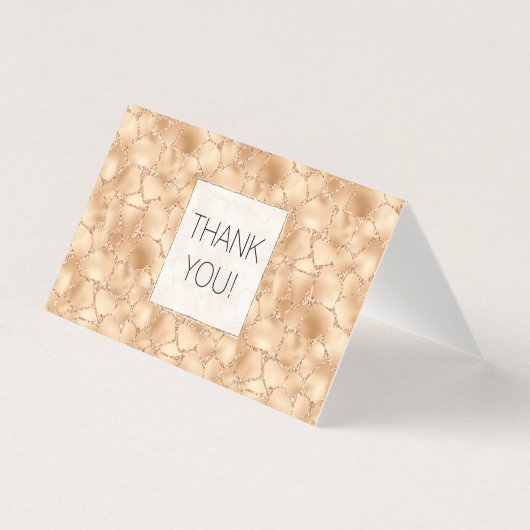 Peach Gold Glitter Glam Sparkle Giraffe Print Kaart (Voorkant)