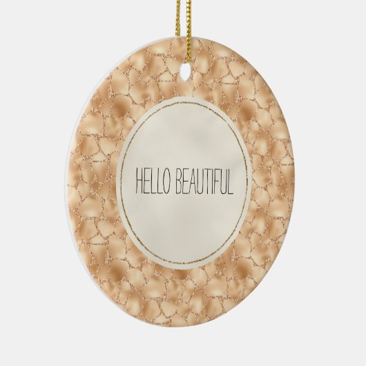 Peach Gold Glitter Glam Sparkle Giraffe Print Keramisch Ornament (Rechts)