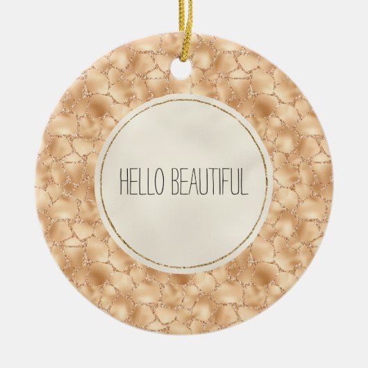 Peach Gold Glitter Glam Sparkle Giraffe Print Keramisch Ornament (Voorkant)