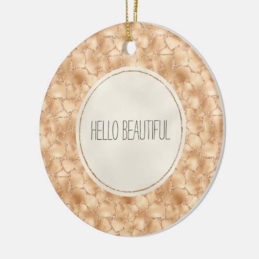 Peach Gold Glitter Glam Sparkle Giraffe Print Keramisch Ornament (Links)