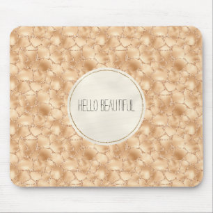 Peach Gold Glitter Glam Sparkle Giraffe Print Muismat