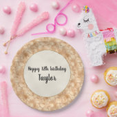 Peach Gold Glitter Glam Sparkle Giraffe Print Papieren Bordje (Feest)