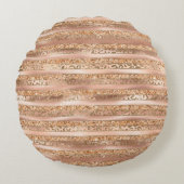 Peach Gold Glitter Leopard Print Stripes Rond Kussen (Voorkant)