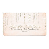 Peach & Gold Glitter Look Bruiloft Adresetiketten Etiket (Voorkant)