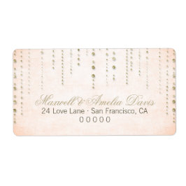 Peach & Gold Glitter Look Bruiloft Adresetiketten Etiket