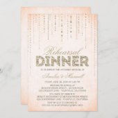 Peach & Gold Glitter look Rehearsal Dinner Uitnodi Kaart (Voorkant / Achterkant)