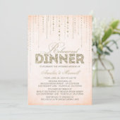 Peach & Gold Glitter look Rehearsal Dinner Uitnodi Kaart (Staand voorkant)