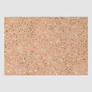 Peach Gold Glitter Luipaard Print Tissuepapier