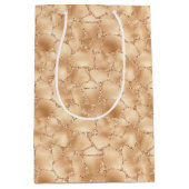 Peach Gold Glitzy Giraffe Print Medium Cadeauzakje (Voorkant)