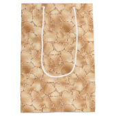 Peach Gold Glitzy Giraffe Print Medium Cadeauzakje (Achterkant)