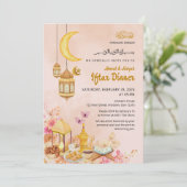 Peach & Gold Lantern Design Kaart (Staand voorkant)