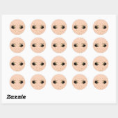 Peach & Gold Makeup Eyelashes Beauty Party Ronde Sticker (Vel)